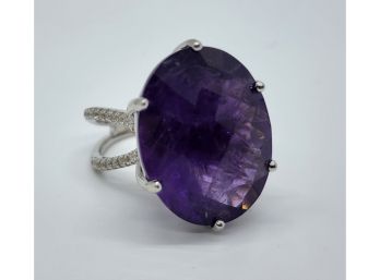 Purple Amethyst, Rhodium Over Sterling Ring