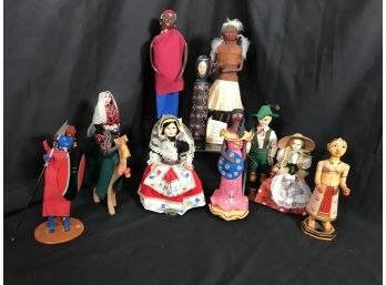 10 Piece Collector Doll Set - Kenya, Egypt - Wood, Ceramic