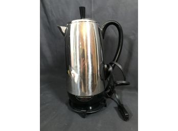 Vintage Farberware Stainless Steel Electric Coffee Percolator - 12'H - 12 Cup  USA Made