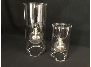 Wolfard Glass Blowing Co Pair Of Oil Lamps - 9' And 6'