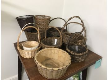 11 Piece Lot Of Baskets - Large And Small, Many Varieties