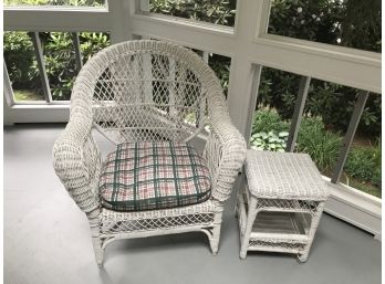 Wicker Armchair  And Side Table