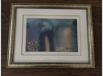 Signed Ruth Shany Watercolor On Silk - Finished Piece 13.75'L X 10.75'H
