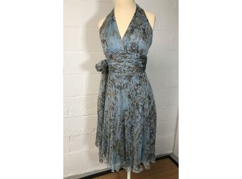 Vintage 1990s Silk Halter Dress By Designer Carmen Marc Valvo For Bergdorf - Size 6