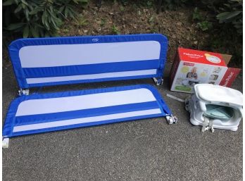 Pair Of Bed Rails And Fisher Price Baby Booster Seat