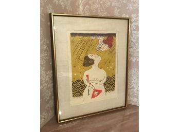 Mayumi Oda (Japanese 1941-) Woodblock Print - Signed, Dated, Numbered 15/17  'New Years Day' '69