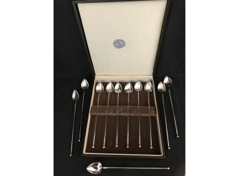 Georg Jensen Sterling Ice Tea Spoons - 6pc Boxed Set Plus 5 - Marked Wallace Sterling
