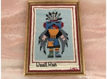 Quail Run Framed Needlepoint Art - Handcrafted, Signed By The Artist