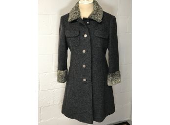 Vintage Wool And Curly Lamb Fur Coat - Size XS - Fully Lined, Union Made USA