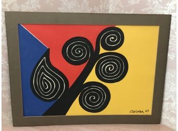 'Autumn Harvest' Calder '69 - Heavyweight Paper, #3 On Back With Glass - No Frame
