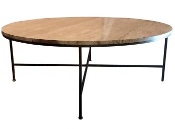 Limestone Topped Low Metal Coffee Table - 42'D X 16'H  HEAVY