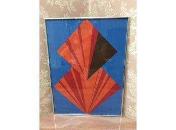Vibrant Geometric Signed & Numbered 11/150 Limited Edition Framed Print - Silver Metal Frame