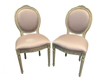 Pair Of French Style Balloon Backed Upholstered Chairs
