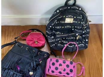 4 Pc. Betsey Johnson Backpack, Clutch, And Purses