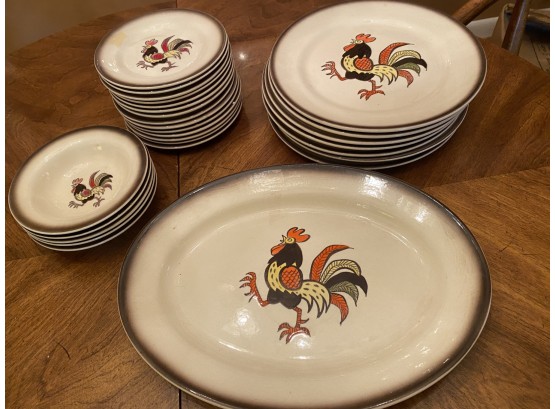 Vintage Rooster Poppytrail Dinnerware