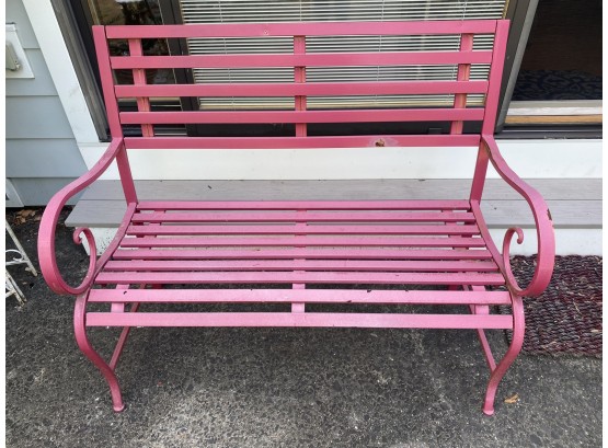 Red Metal Vintage Patio Bench