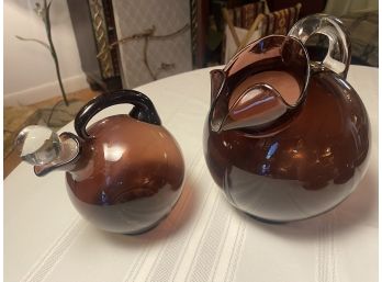 2 Beautiful Purple Pitcher And Decanter