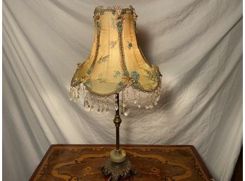 Vintage Copper Stick Lamp With Marble Base