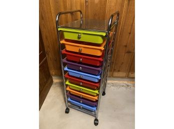 Multi Colored Rolling Organizer Craft Cart