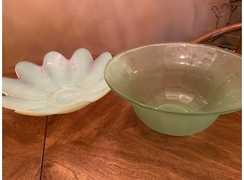 Fabulous Frosted Blue/green Glass Bowls