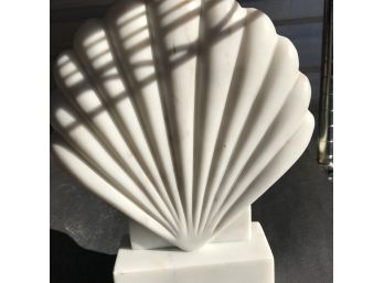 Solid White Marble Shell Carving