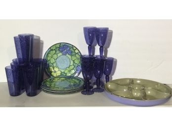 Colorful Outdoor Fun, Cobalt Blue Purple Tableware Set