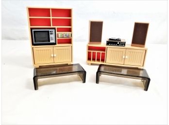 MCM TOMY, Fisher Price Dollhouse Entertainment Center, Coffee Tables Lot #3