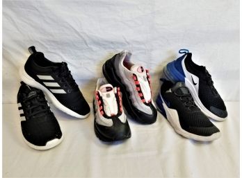 Three Pairs Of Children's Sneakers: Nike Air Max, Air Jordan And Adidas Sizes 1Y - 2Y