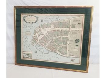 Framed Historic Map Of New Amsterdam 17th Century Produced By Manning Exton 1965