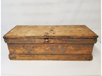 Vintage Primitive Handmade Wood Toolbox Trunk 33' Long
