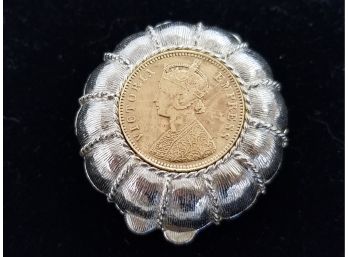 Vintage 1979 Estee Lauder Collectable 'lucky Coin, Victoria Empress' Solid Perfume Compact