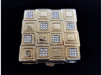 RARE Vintage 1998 Estee Lauder Pressed Powder Compact With Crystal Shimmering Squares