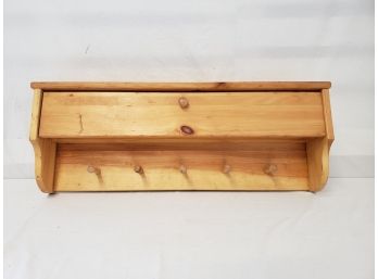 Wooden Wall Coat Rack With Small Cabinet