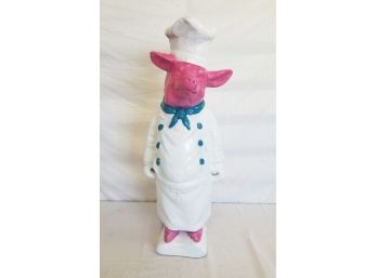 Vintage Large 26' French Chef Pig Statue Hand Painted