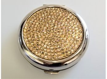 Vintage 1996 Estee Lauder Collectable 'Like Paradise' Pressed Powder Compact With Tan Swarovski Crystals
