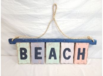 Hanging Wooden Beach Sign