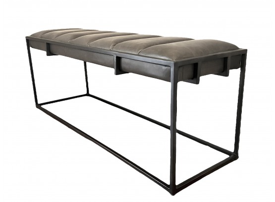 West Elm Fontanne Bench In Charcoal Leather