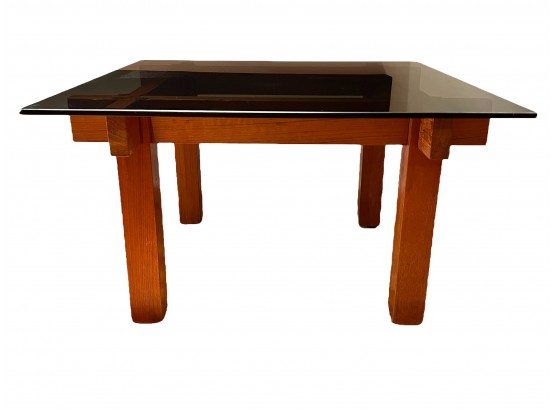 Mid-Century Teak And Smoked Glass End Table