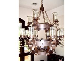 Large Metal And Glass Italian Chandelier