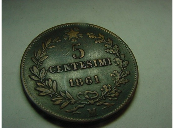 1861 M  ITALY  5 Centesimo   VF