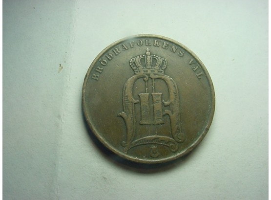 1875 Sweden  5 Ore Coin, XF