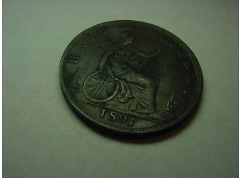 1891  GREAT BRITAIN  Half Penny  VF