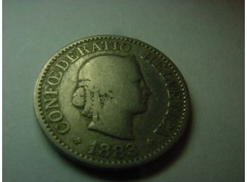 1883 B  SWITZERLAND  10  Rappen  Fine