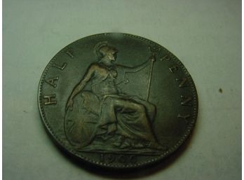1900  GREAT BRITAIN  Half Penny  VF