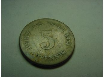 1874 E  GERMANY  5  Pfennig  VF