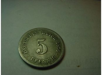 1876 J   GERMANY  5  Pfennig  XF