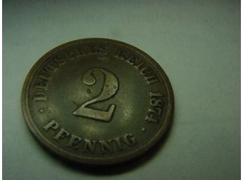 1874 C   GERMANY   2  Pfennig   VF