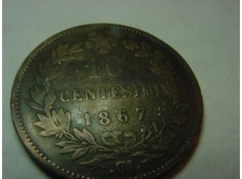 1867 CM   ITALY   10  Centesimi