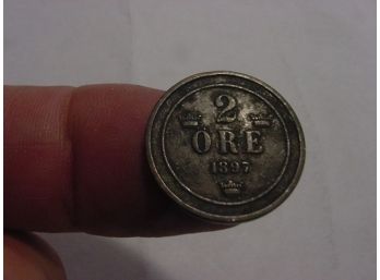 1897 Sweden  2 Ore Coin