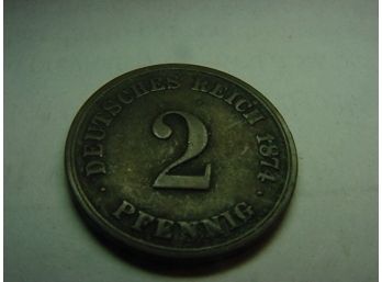 1874  F  GERMANY  2  Pfennig  VF